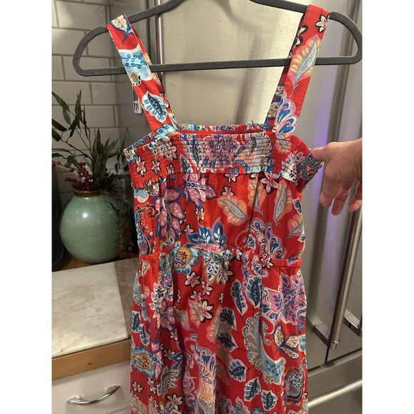 Talbots Fit And Flare Red Paisley Print Square Neckline Babydoll Easter, Brunch - Picture 6 of 7